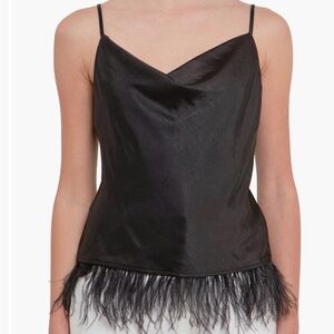 Endless Rose feather hem satin camisole